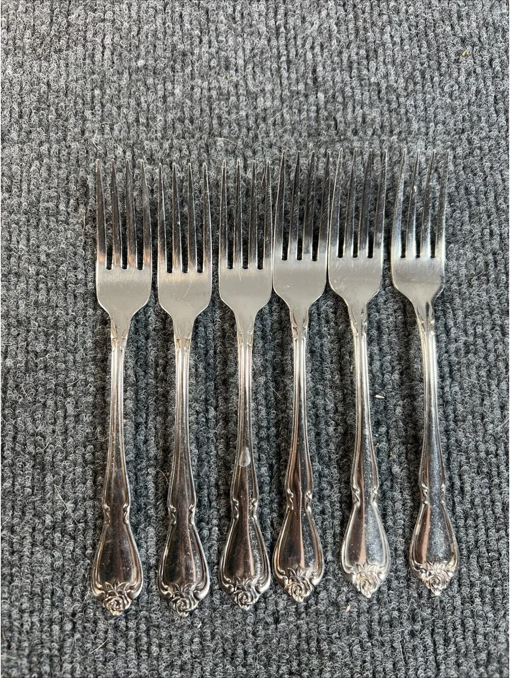 Oneida Stainless Flatware Celebrity Floral Rose 6 PCs 6.5 Inch Salad Forks